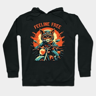 Feeline Free - Cat riding a motorbike Hoodie